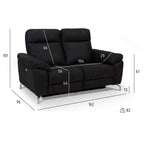 2-Sitzer Sofa - mit Elektrische Relaxfunktion, USB - Stoffbezug Schwarz - FURNHOUSE