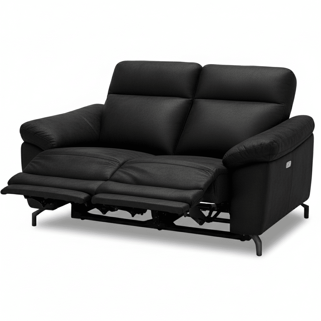 2-Sitzer Sofa - mit Elektrische Relaxfunktion, USB - Stoffbezug Schwarz - FURNHOUSE