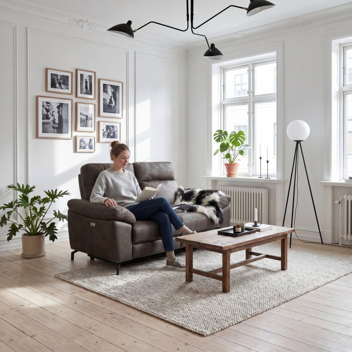 2 - Sitzer Sofa - mit Elektrische Relaxfunktion, USB - Stoffbezug Taupe Grau - IBBE DESIGN - FURNHOUSE
