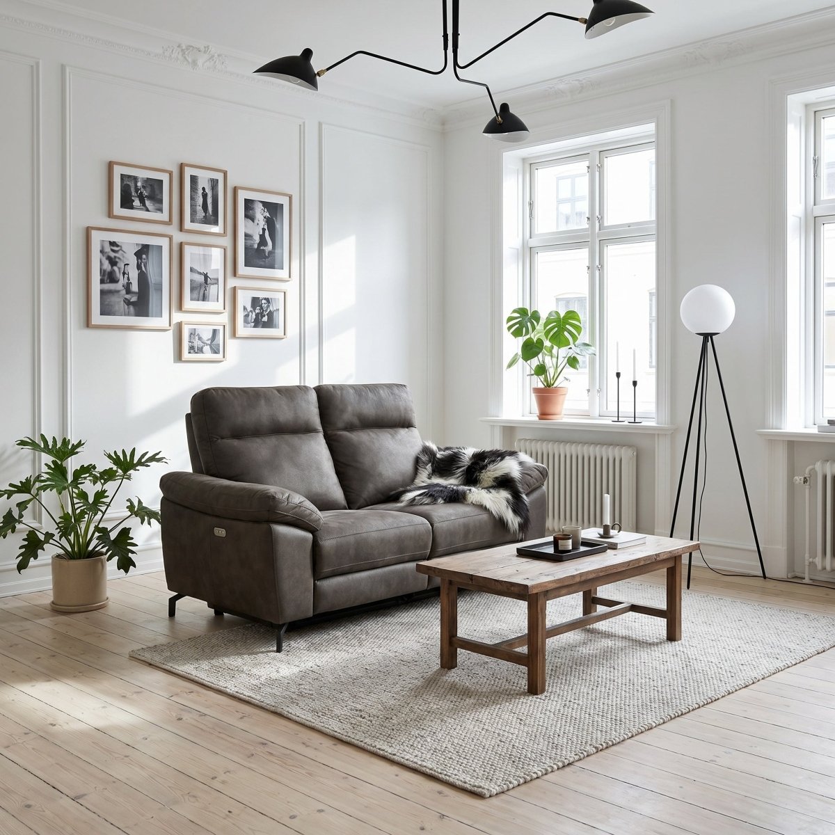 2 - Sitzer Sofa - mit Elektrische Relaxfunktion, USB - Stoffbezug Taupe Grau - IBBE DESIGN - FURNHOUSE