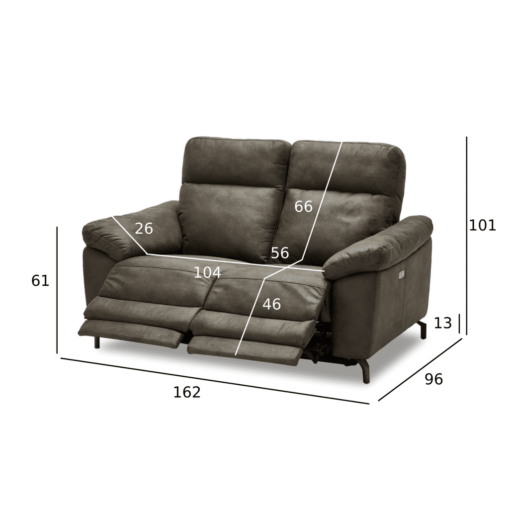 2-Sitzer Sofa - mit Elektrische Relaxfunktion, USB - Stoffbezug Taupe Grau - FURNHOUSE