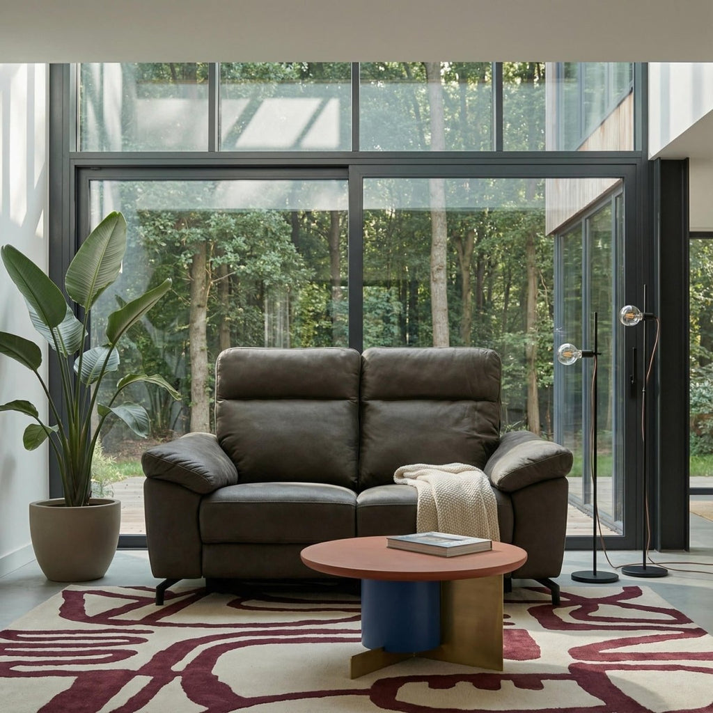 2-Sitzer Sofa - mit Elektrische Relaxfunktion, USB - Stoffbezug Taupe Grau - FURNHOUSE