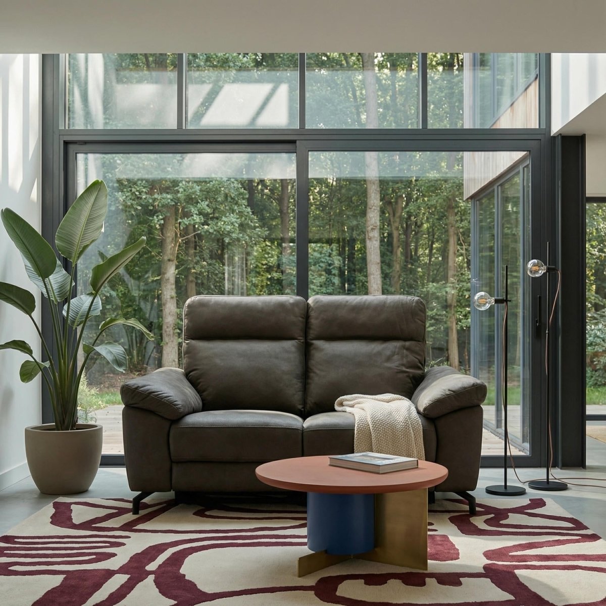 2-Sitzer Sofa - mit Elektrische Relaxfunktion, USB - Stoffbezug Taupe Grau - FURNHOUSE