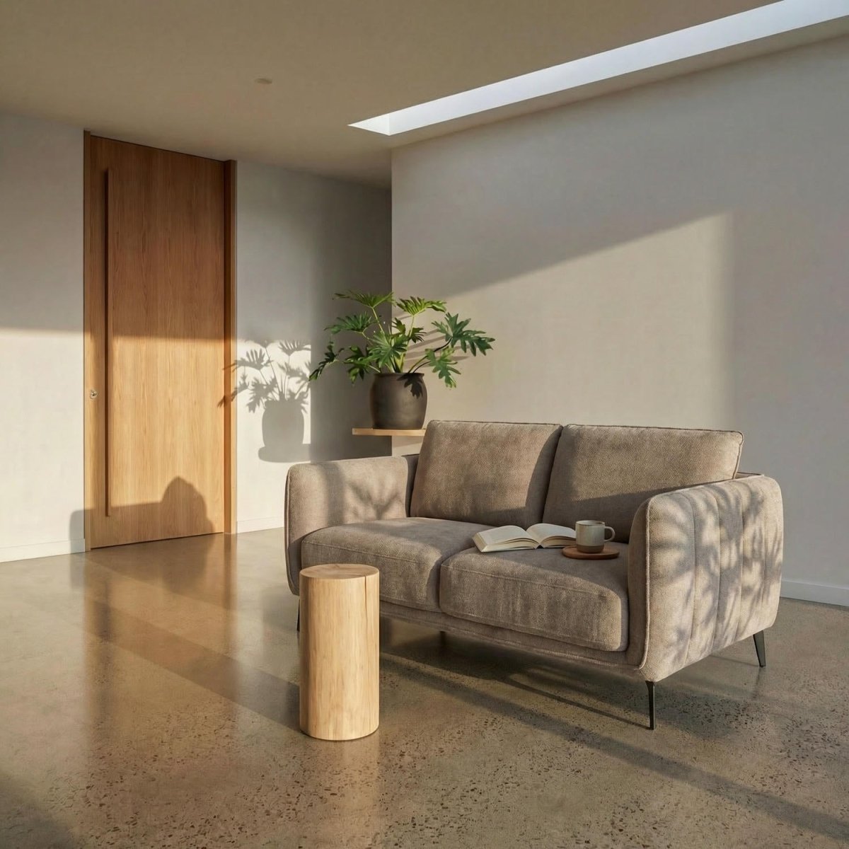 2-Sitzer Sofa - Stoffbezug Beige - FURNHOUSE