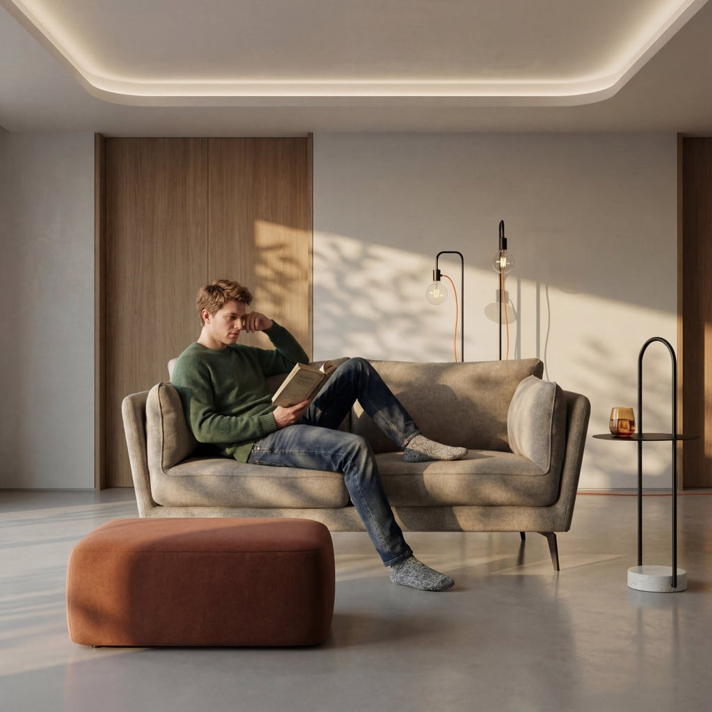 2-Sitzer Sofa - Stoffbezug Beige - FURNHOUSE