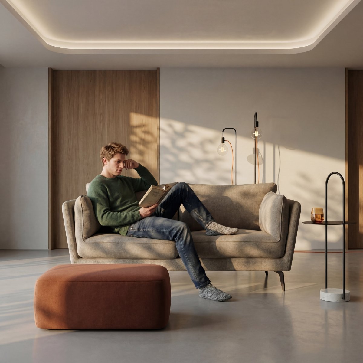 2-Sitzer Sofa - Stoffbezug Beige - FURNHOUSE