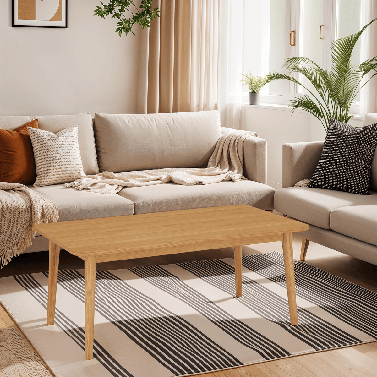 Rechteckiger Couchtisch Nyborg Eiche massiv 125x70 cm - Natürliches Öl - FURNHOUSE