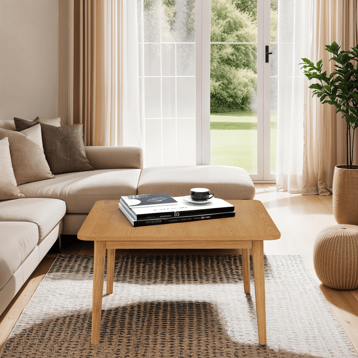 Quadratischer Couchtisch Nyborg Eiche massiv 90x90 cm - Natürliches Öl - FURNHOUSE