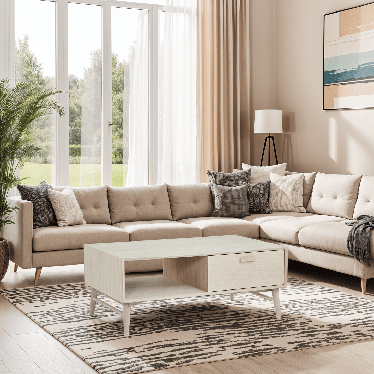 Rechteckiger Couchtisch Porto Eiche massiv 120x75 cm - FURNHOUSE