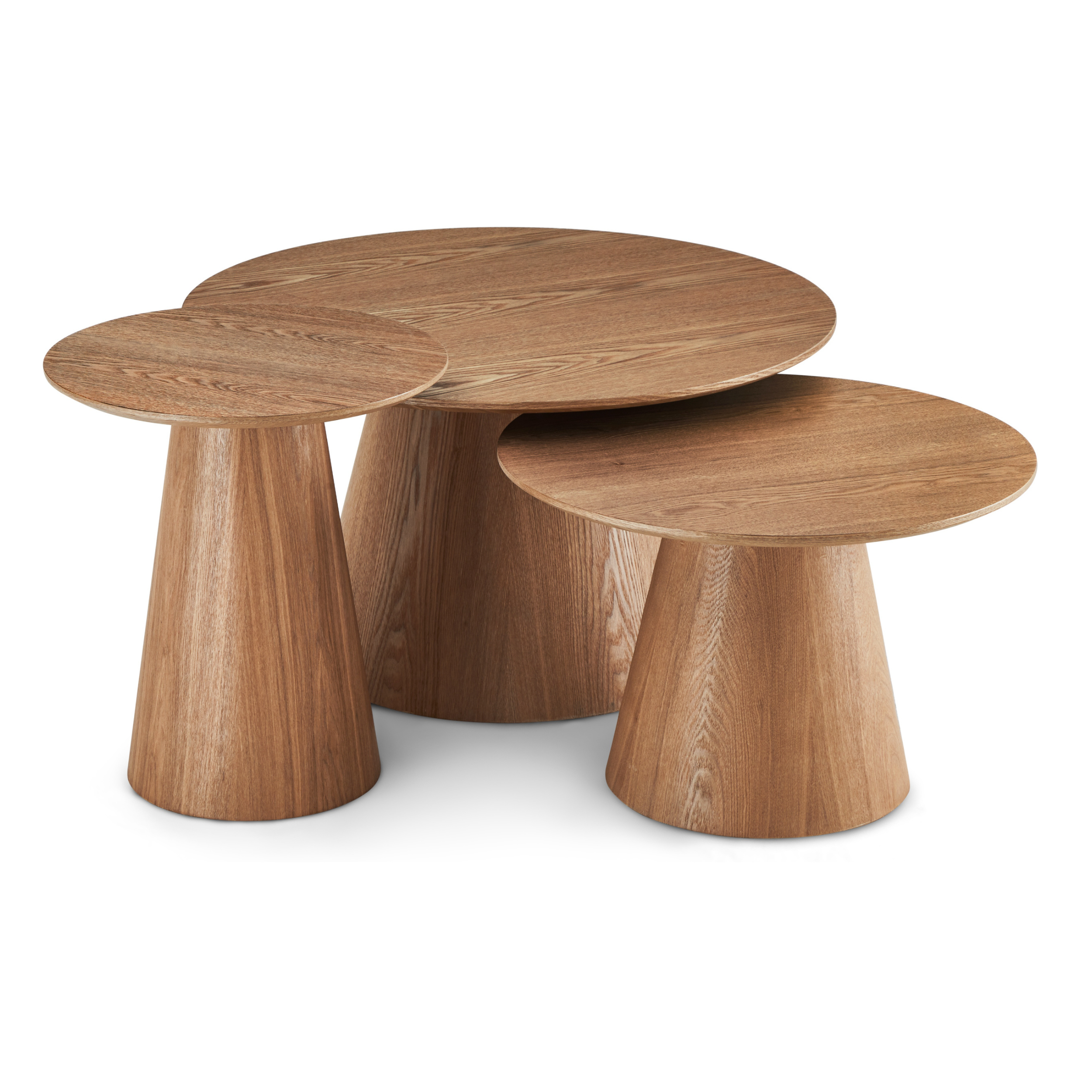 Couchtisch 3er Set ø80/60/45 cm Tango - Wildeiche Natur
