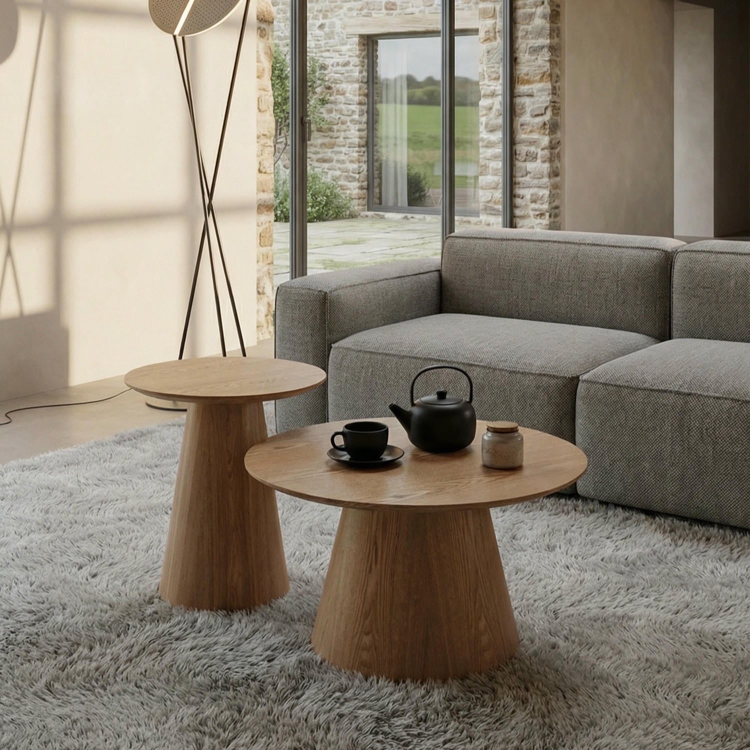 Couchtisch Rund ø60 cm - Wildeiche Natur - FURNHOUSE