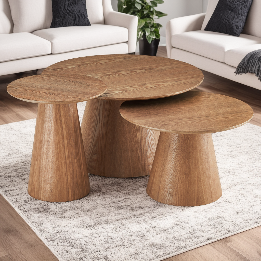 Runder Couchtischmit Säulenfuß Tango Eichefarben ø45x50 cm - FURNHOUSE