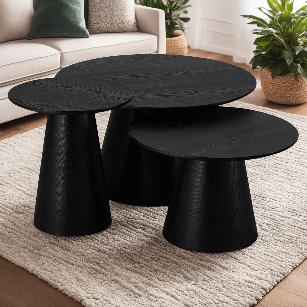 Runder Couchtisch mit Säulenfuß Tango Schwarz ø45x50 cm - FURNHOUSE