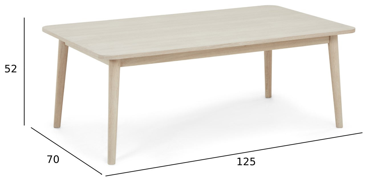 Rechteckiger Couchtisch Nyborg Eiche massiv 125x70 cm - FURNHOUSE