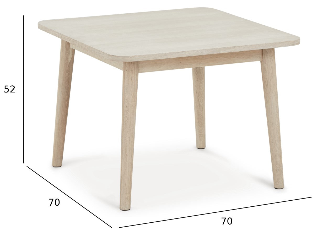 Quadratischer Couchtisch Nyborg Eiche massiv 70x70 cm - FURNHOUSE