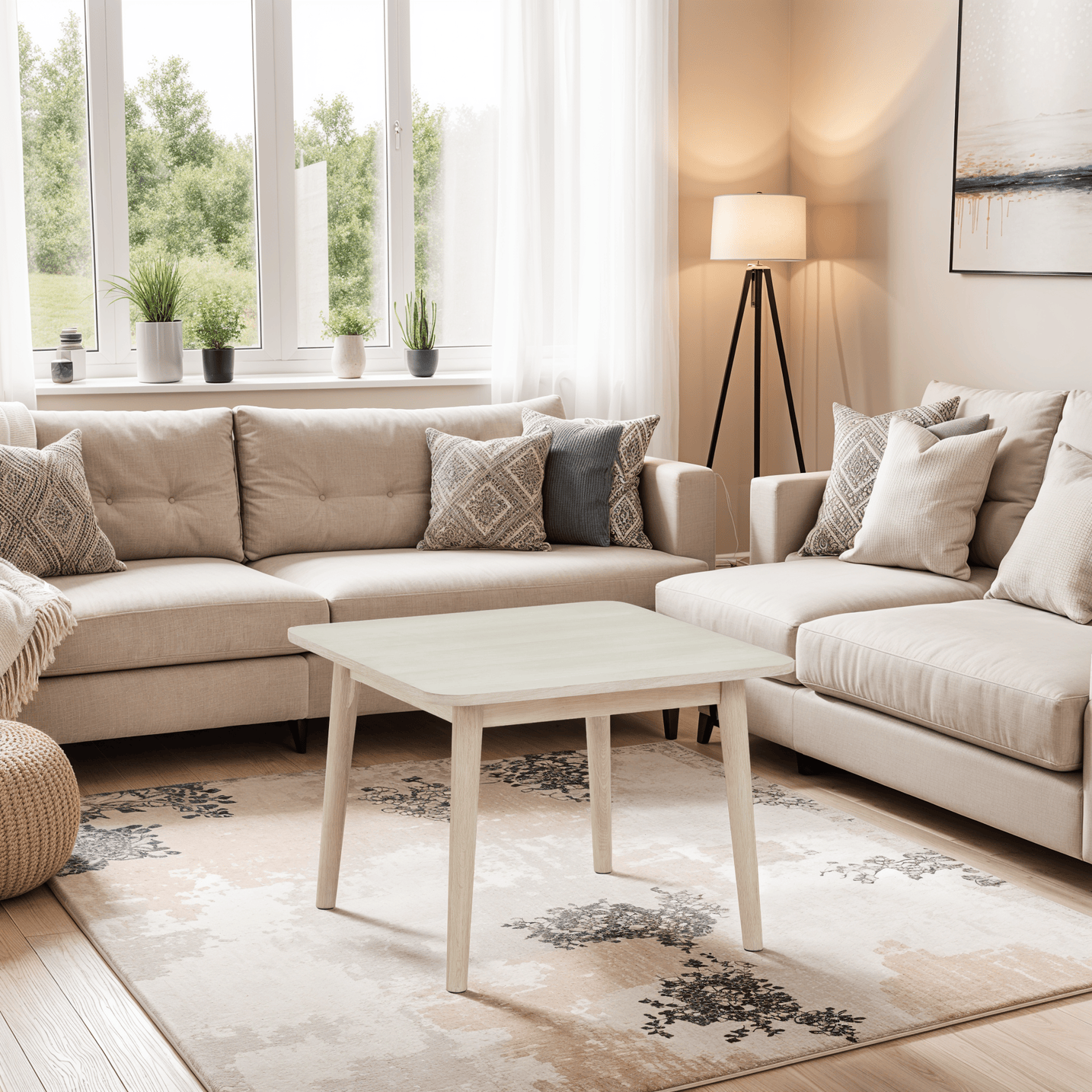 Quadratischer Couchtisch Nyborg Eiche massiv 70x70 cm - FURNHOUSE