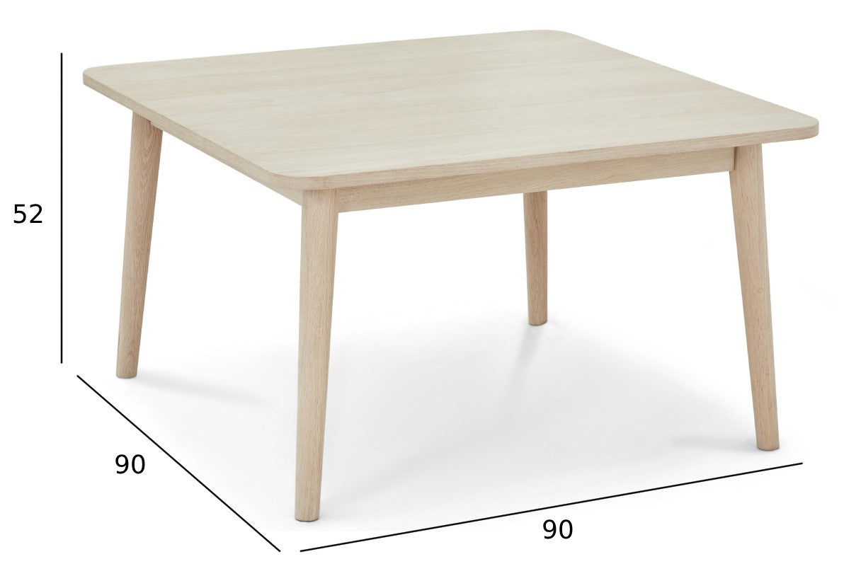Quadratischer Couchtisch Nyborg Eiche massiv 90x90 cm - FURNHOUSE
