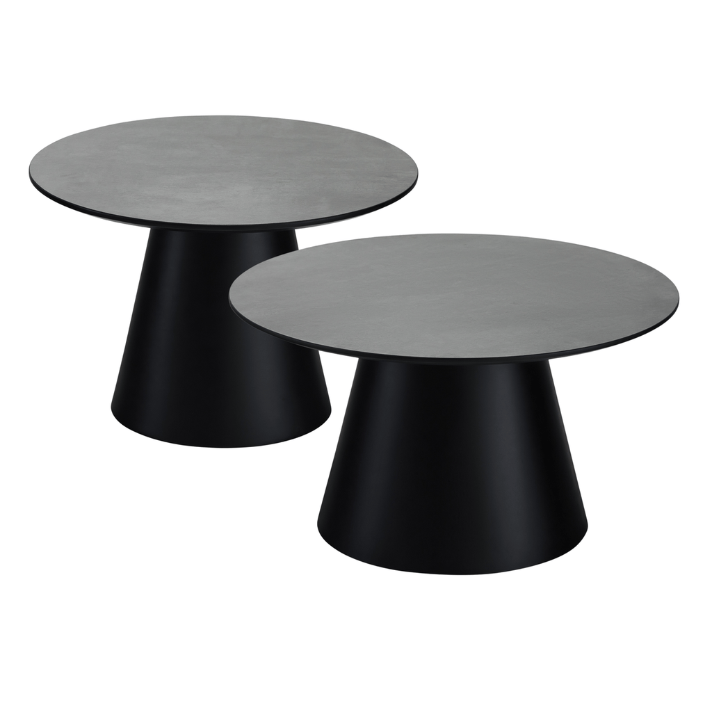 Couchtisch 2er Set ø60/80 cm Tango - Marmoroptik Dunkelgrau
