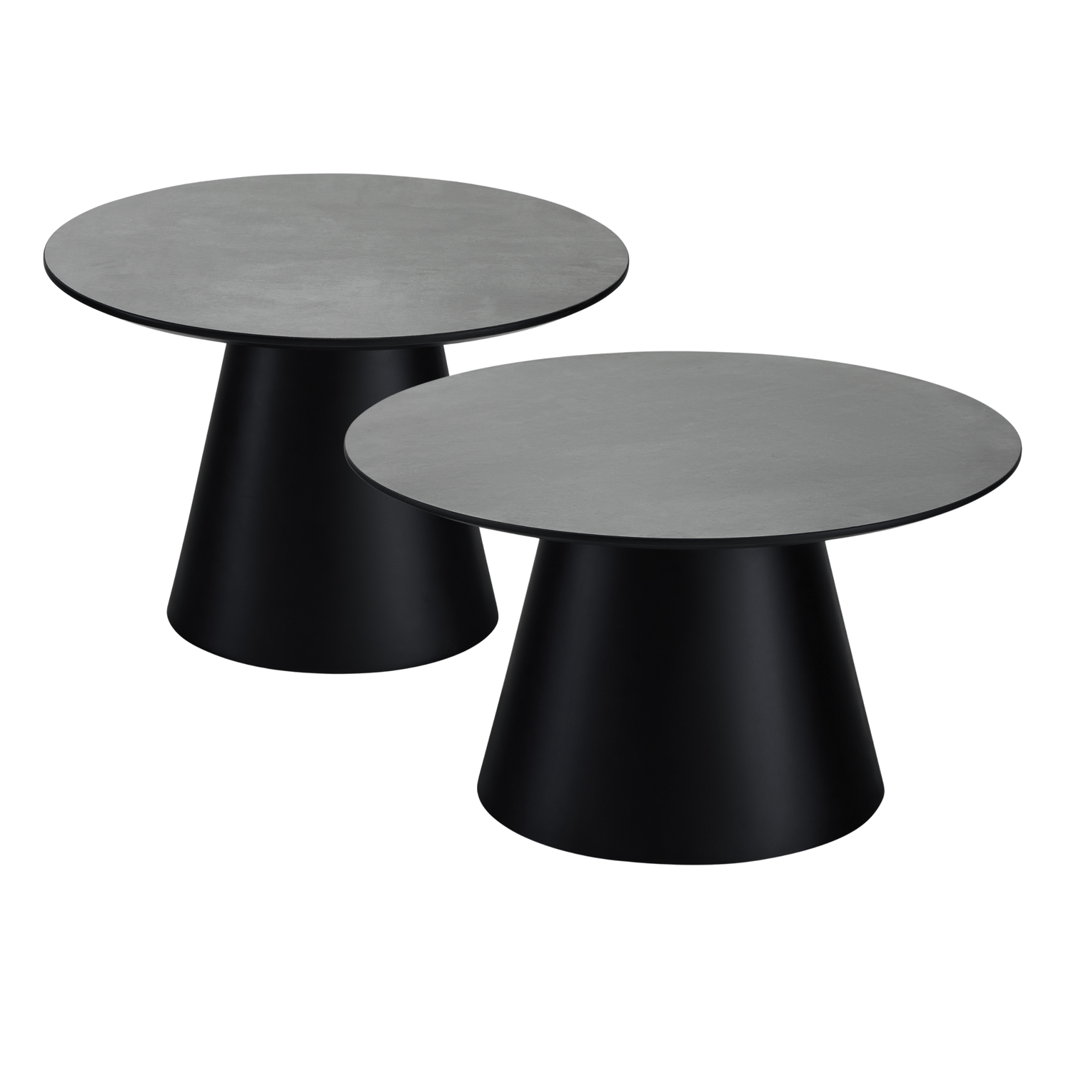 Couchtisch 2er Set ø60/80 cm Tango - Marmoroptik Dunkelgrau