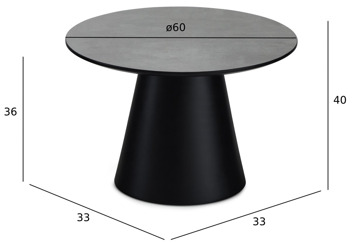 Runder Couchtisch mit Säulenfuß Tango Dunkelgrau Marmoroptik ø60x40 cm - FURNHOUSE