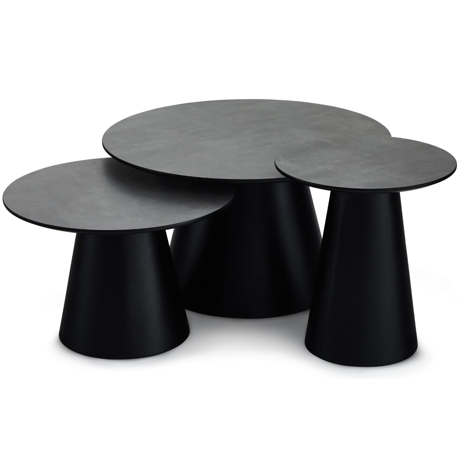 Runder Couchtisch mit Säulenfuß Tango Dunkelgrau Marmoroptik ø60x40 cm - FURNHOUSE