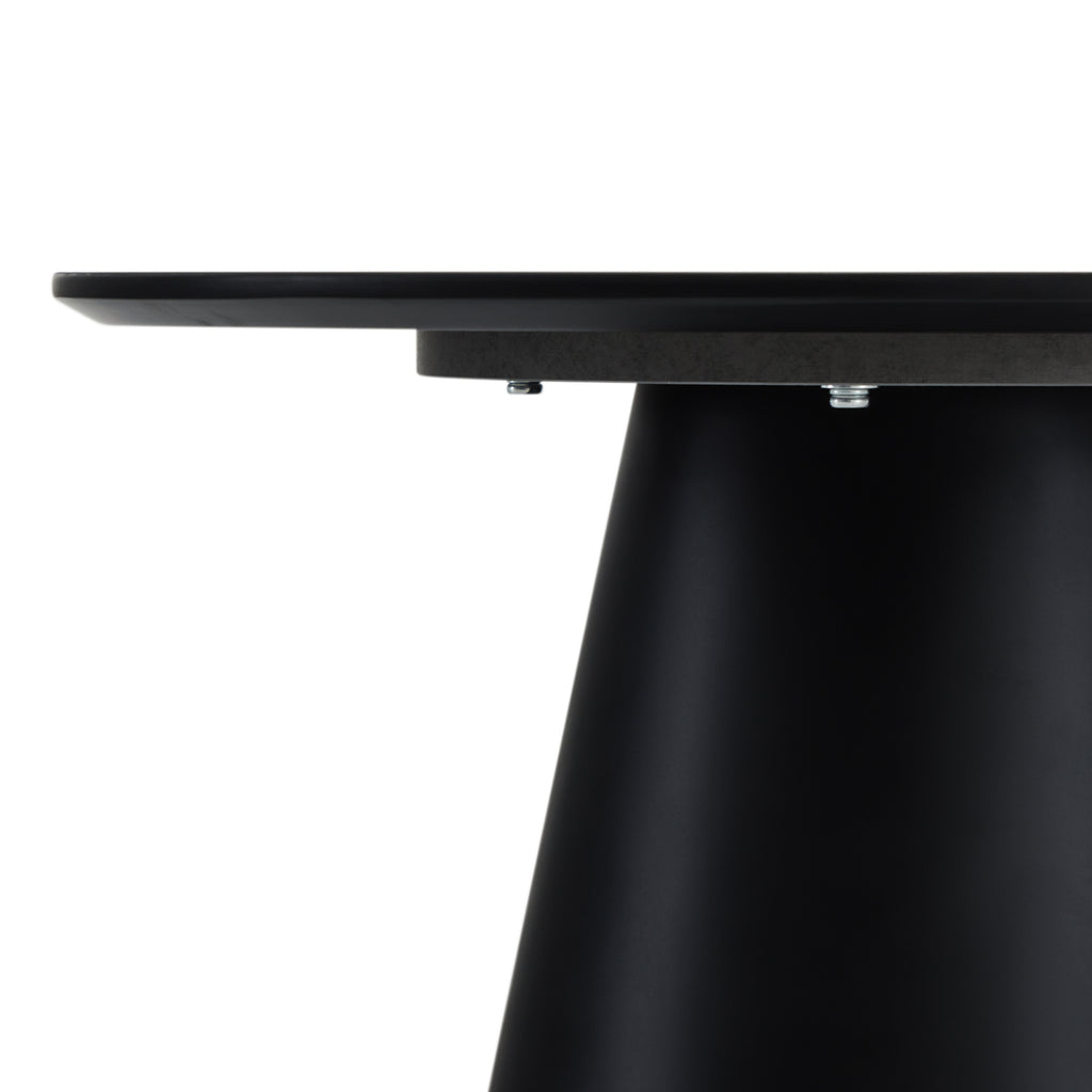 Runder Couchtisch mit Säulenfuß Tango Dunkelgrau Marmoroptik ø60x40 cm - FURNHOUSE
