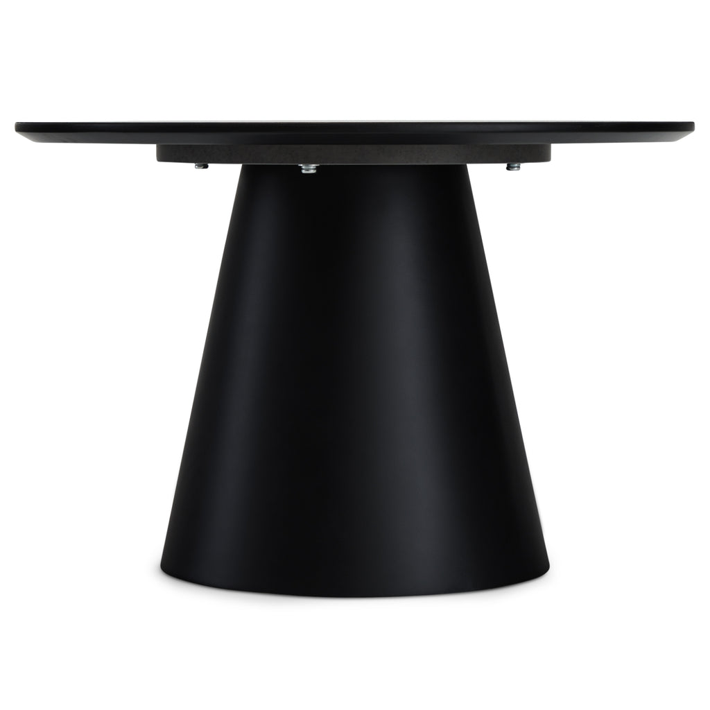 Runder Couchtisch mit Säulenfuß Tango Dunkelgrau Marmoroptik ø60x40 cm - FURNHOUSE