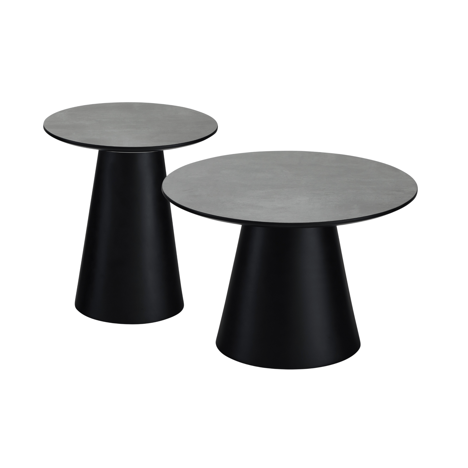 Couchtisch 2er Set ø45/60 cm Tango - Marmoroptik Dunkelgrau