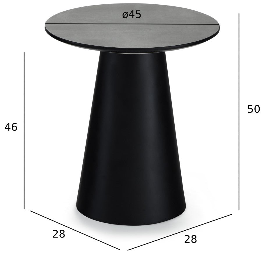 Runder Couchtisch mit Säulenfuß Tango Dunkelgrau Marmoroptik ø45x50 cm - FURNHOUSE