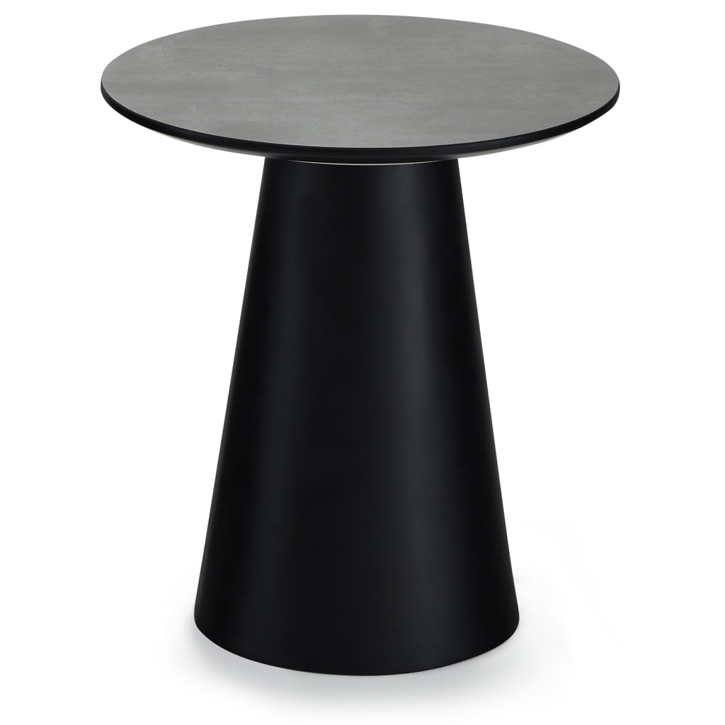Runder Couchtisch mit Säulenfuß Tango Dunkelgrau Marmoroptik ø45x50 cm - FURNHOUSE