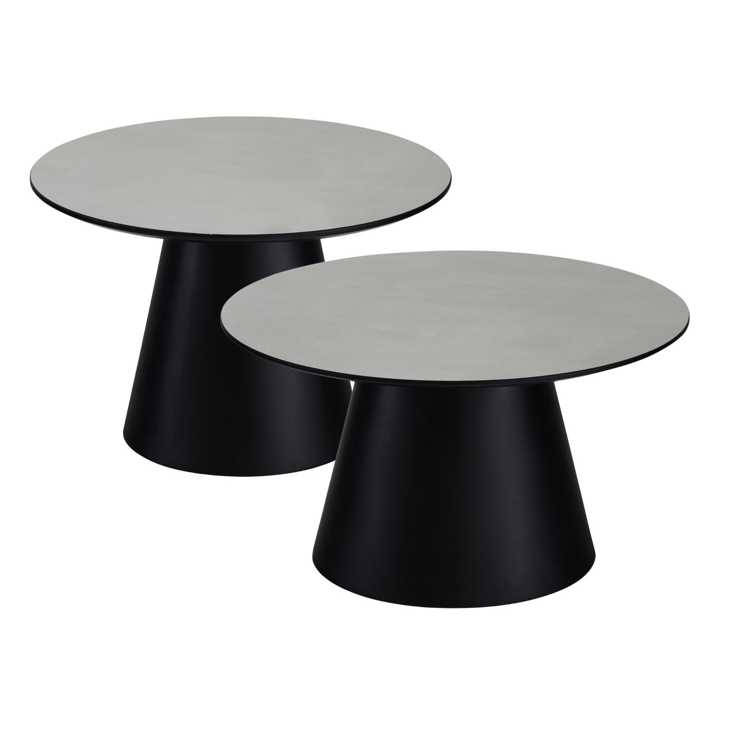 Couchtisch 2er Set ø60/80 cm Tango - Marmoroptik Hellgrau