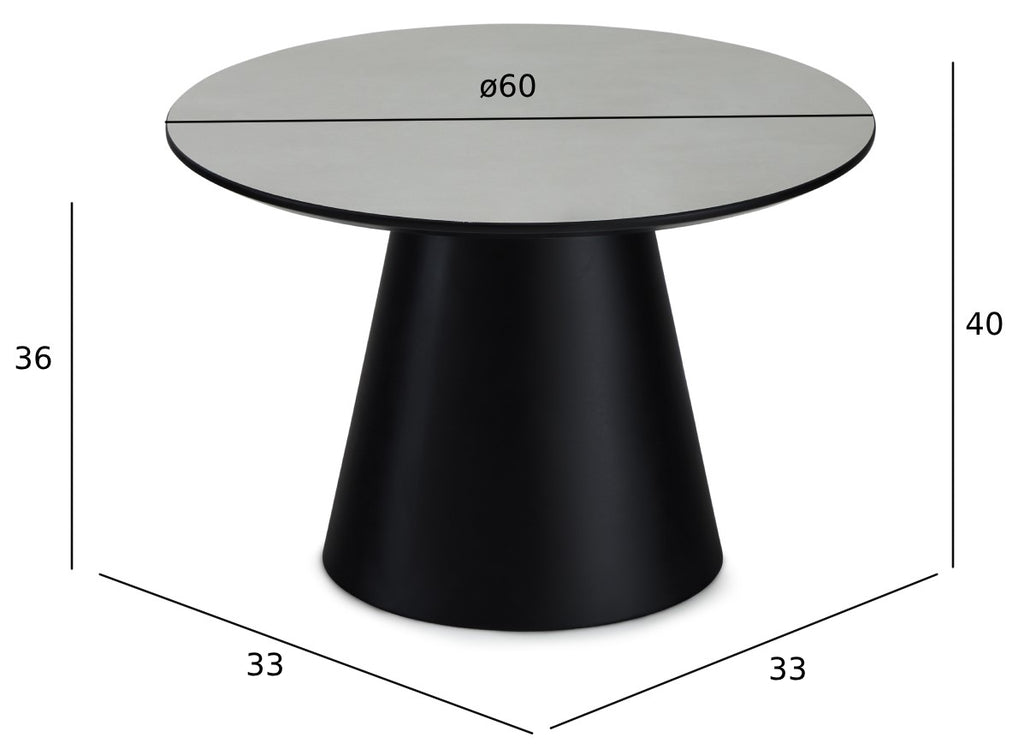 Runder Couchtisch mit Säulenfuß Tango Hellgrau Marmoroptik ø60x40 cm - FURNHOUSE