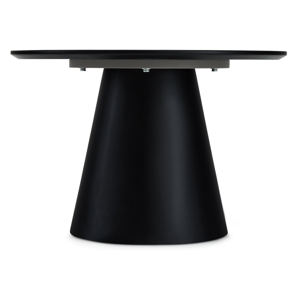 Runder Couchtisch mit Säulenfuß Tango Hellgrau Marmoroptik ø60x40 cm - FURNHOUSE