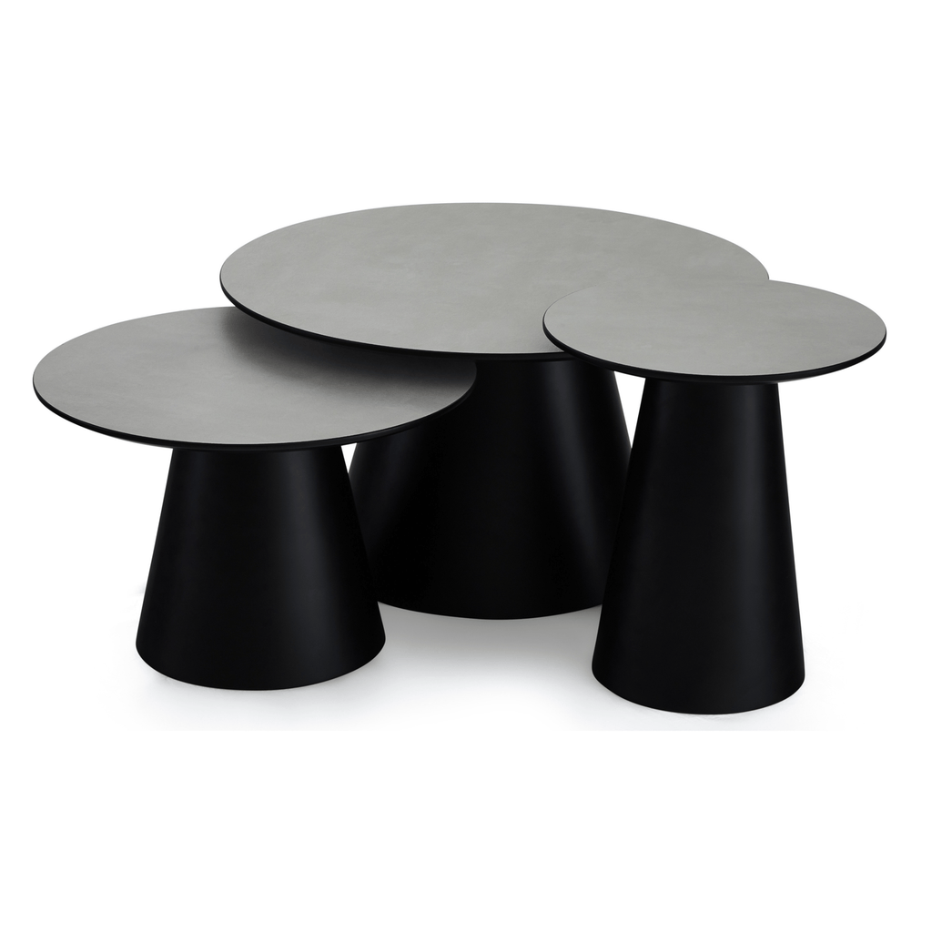 Couchtisch 3er Set ø80/60/45 cm Tango - Marmoroptik Hellgrau