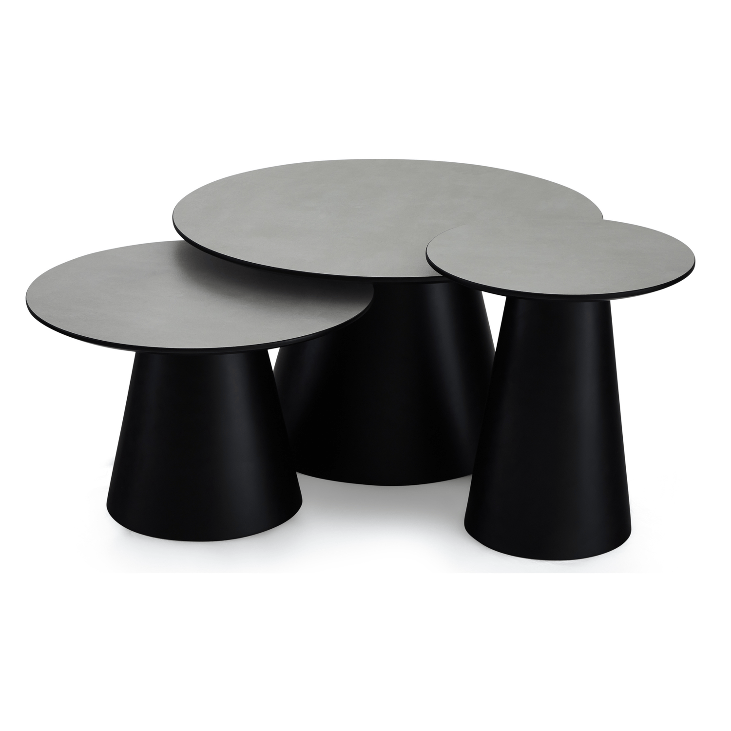 Couchtisch 3er Set ø80/60/45 cm Tango - Marmoroptik Hellgrau
