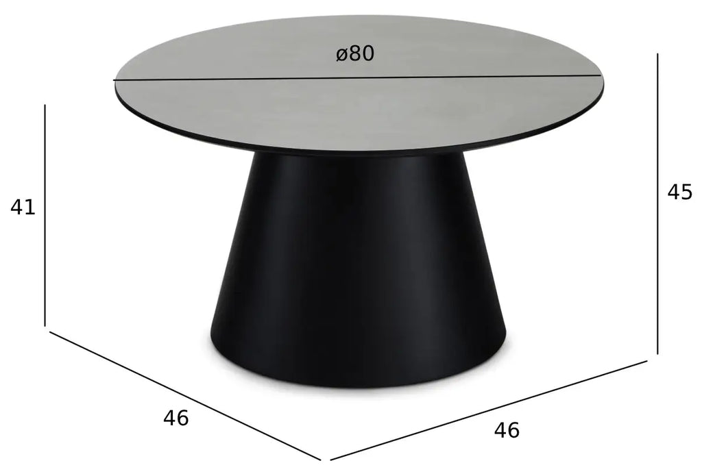 Runder Couchtisch mit Säulenfuß Tango Hellgrau Marmoroptik ø80x45 cm - FURNHOUSE