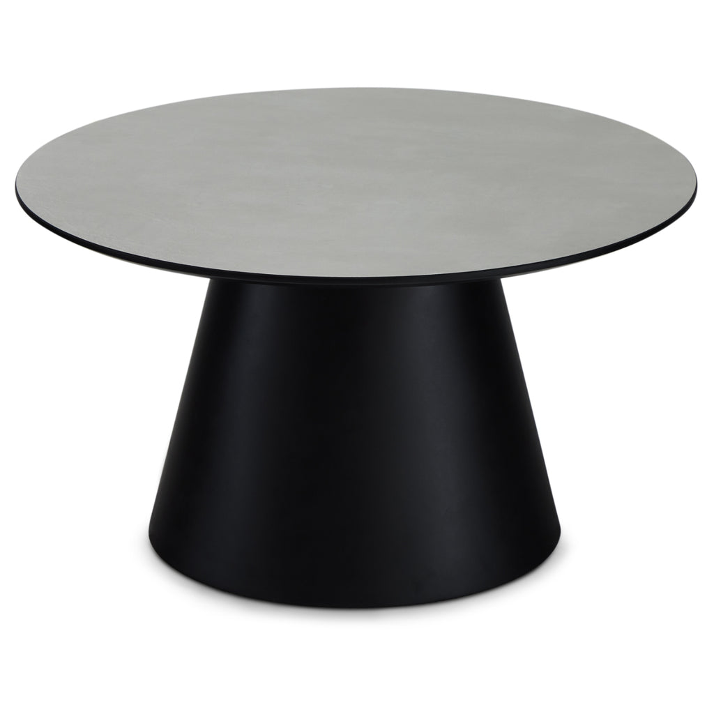 Runder Couchtisch mit Säulenfuß Tango Hellgrau Marmoroptik ø80x45 cm - FURNHOUSE