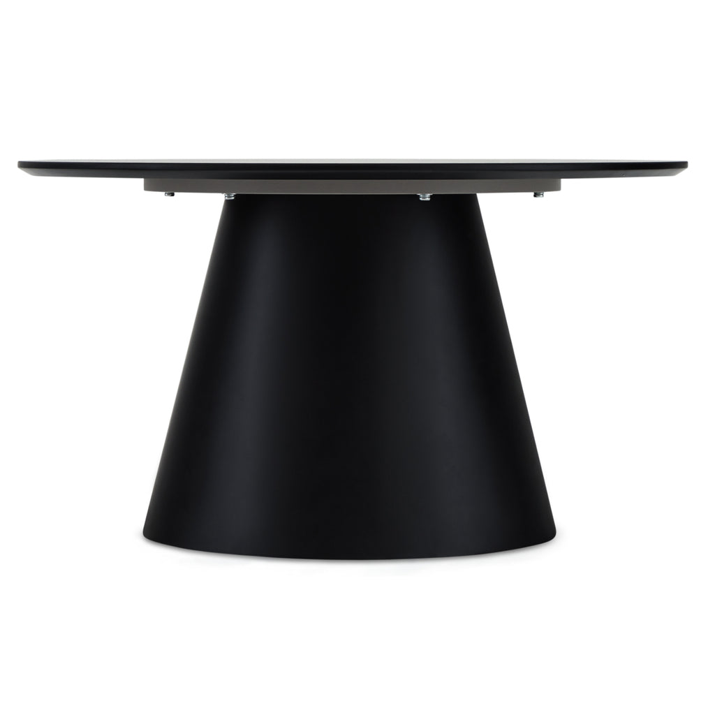 Runder Couchtisch mit Säulenfuß Tango Hellgrau Marmoroptik ø80x45 cm - FURNHOUSE