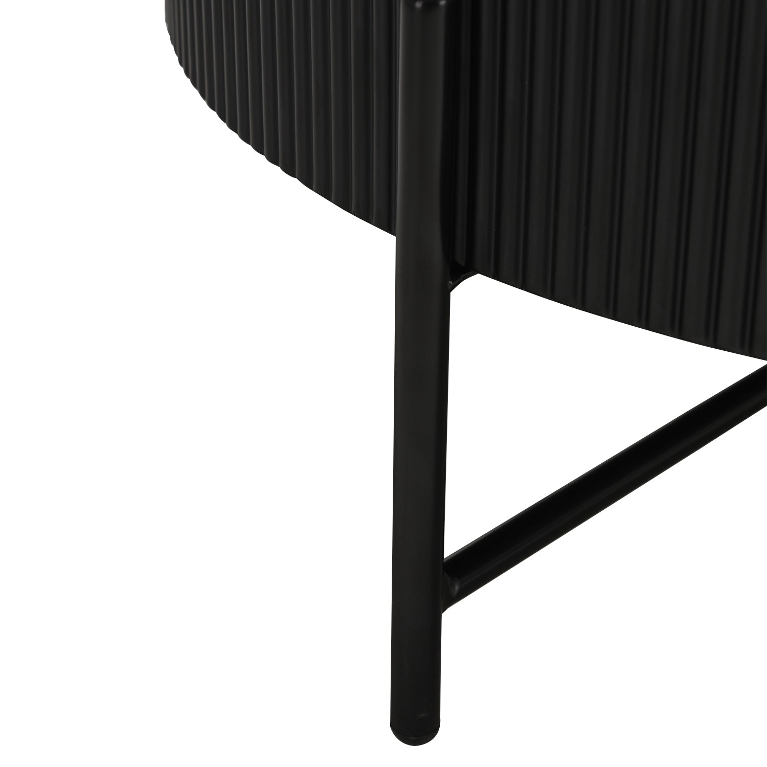 Milo Couchtisch Rund ø80 cm - Marmoroptik & Lamellenoptik Schwarz