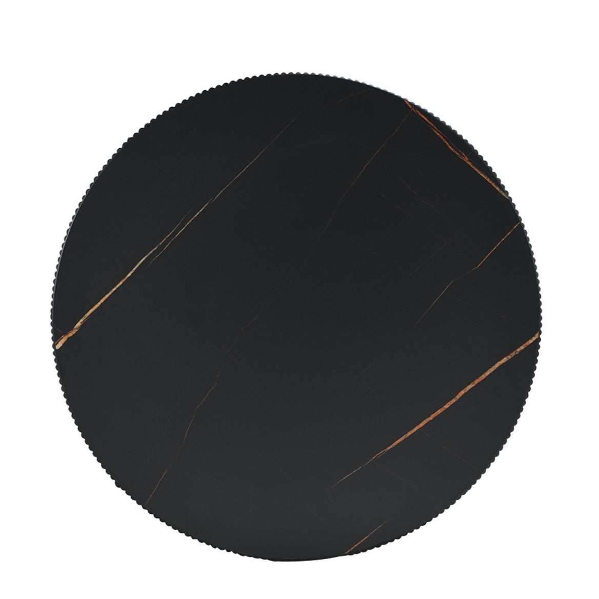 Milo Couchtisch Rund ø80 cm - Marmoroptik & Lamellenoptik Schwarz