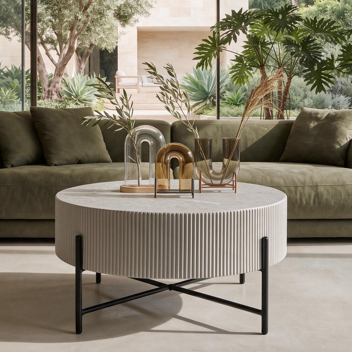 Couchtisch Rund Milo Marmoroptik Grau ø80 cm