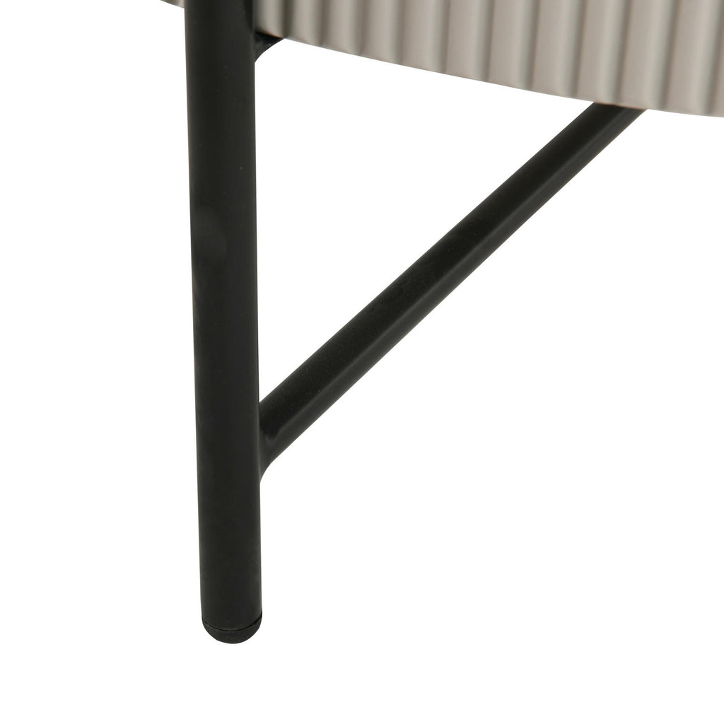 Milo Couchtisch Rund ø80 cm - Marmoroptik & Lamellenoptik Grau