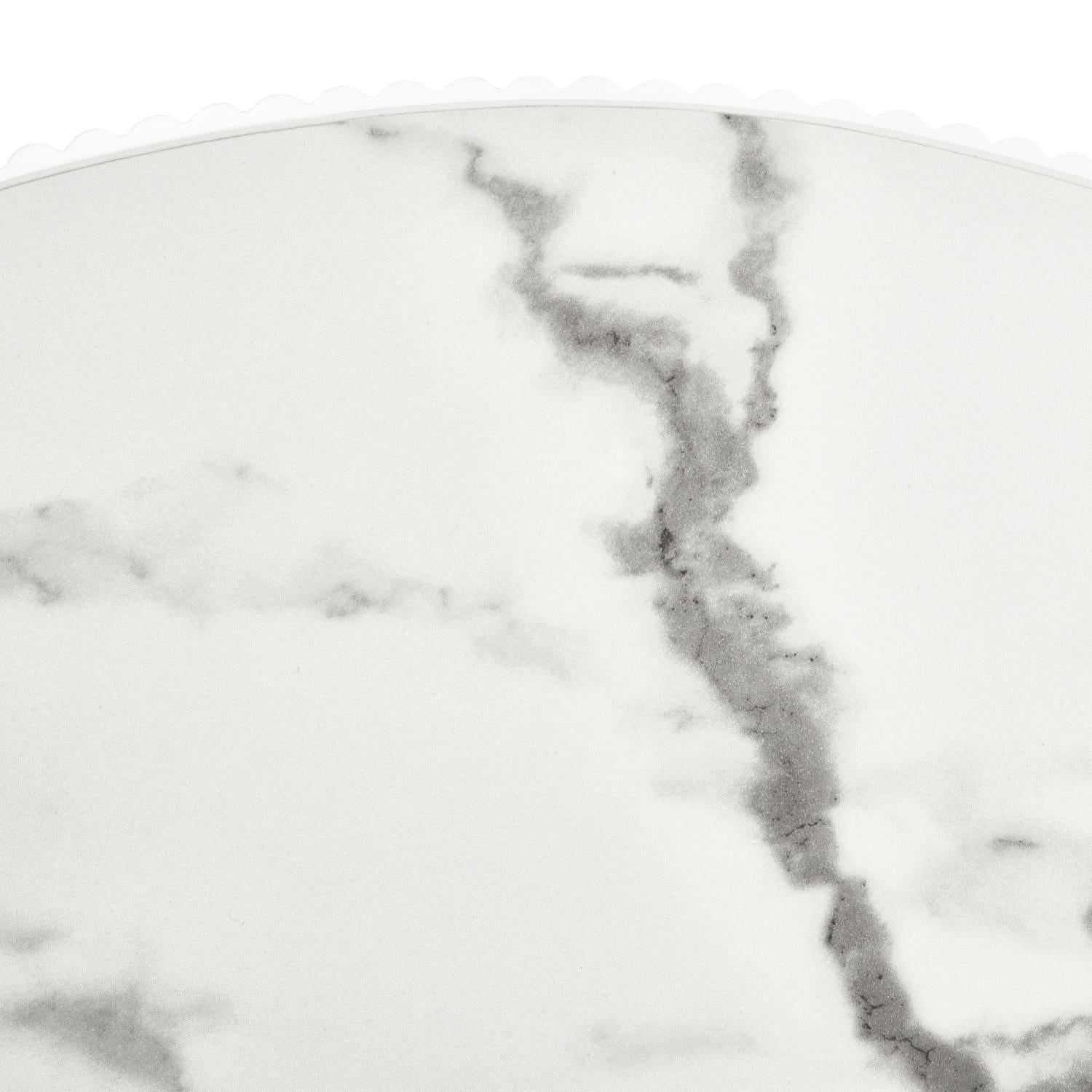 Milo Couchtisch Rund ø80 cm - Marmoroptik & Lamellenoptik Weiß