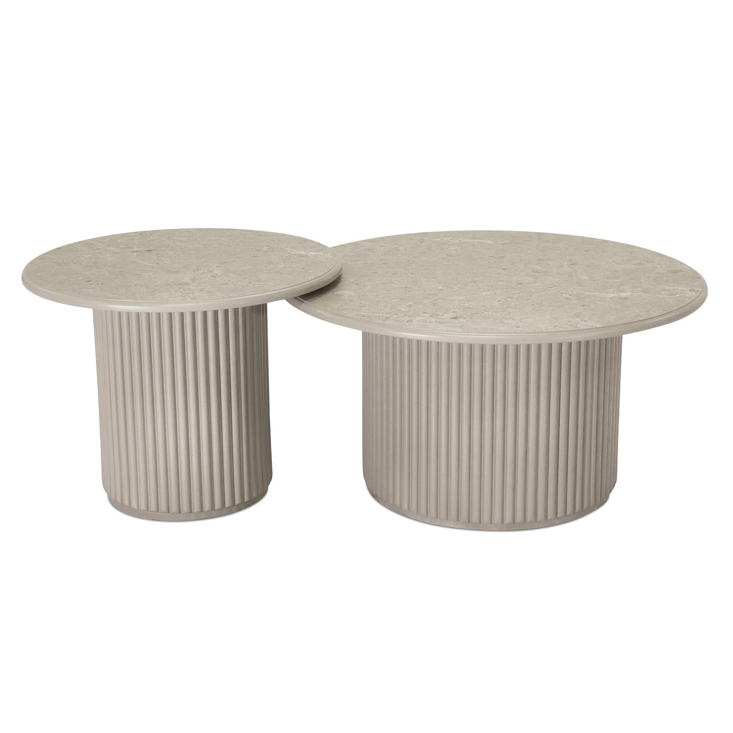 Easy Couchtisch Rund ø60 cm - Marmoroptik & Lamellenoptik Grau