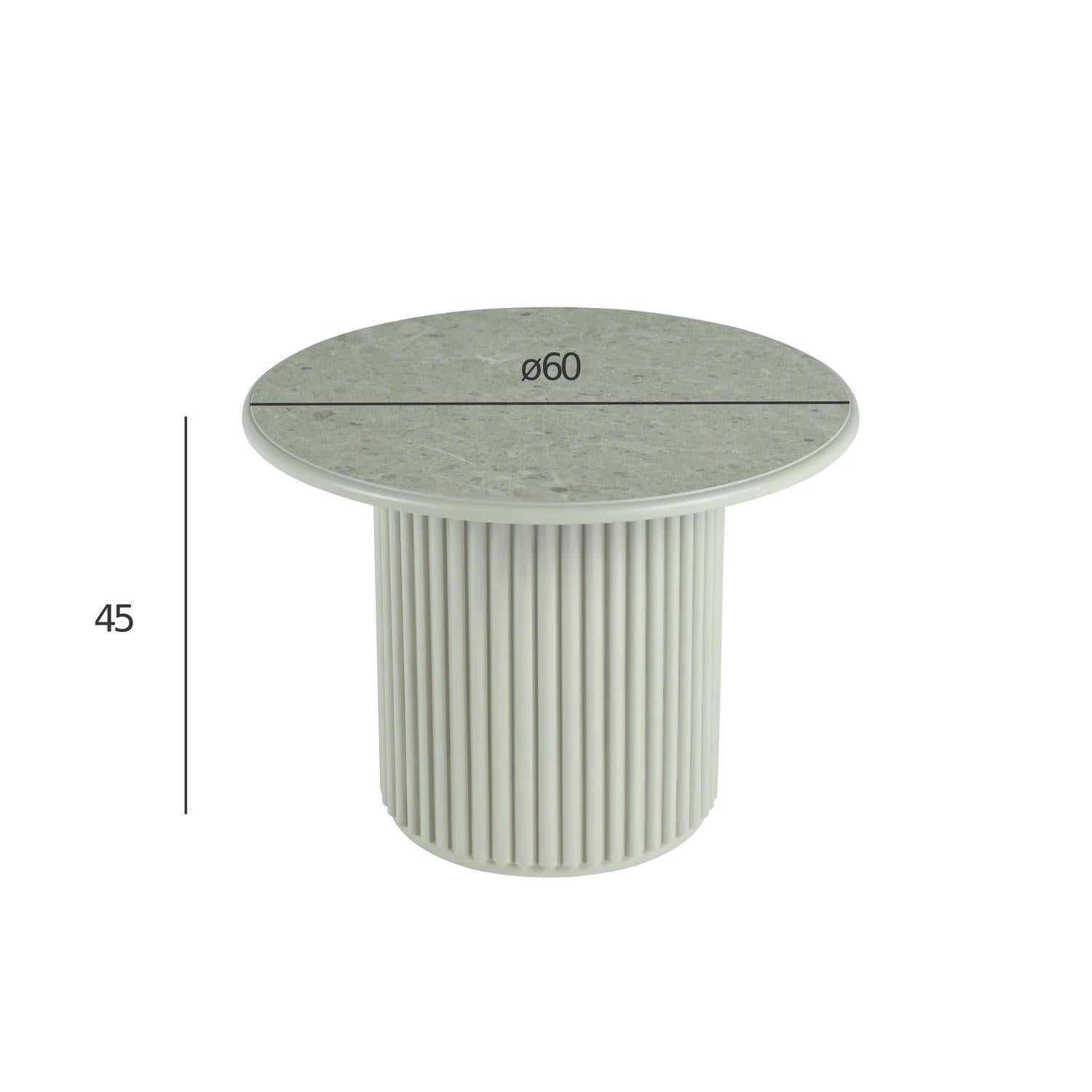 Easy Couchtisch Rund ø60 cm - Marmoroptik & Lamellenoptik Grau