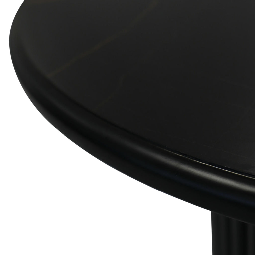 Easy Couchtisch Rund ø60 cm - Marmoroptik & Lamellenoptik Schwarz