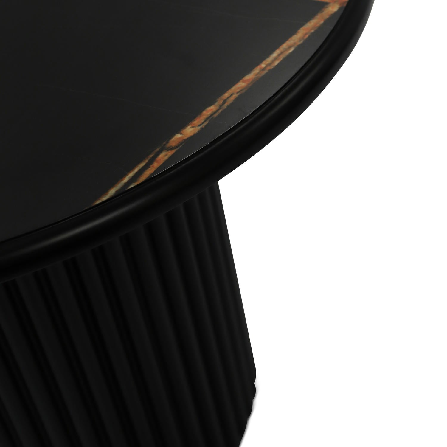 Easy Couchtisch Rund ø80 cm - Marmoroptik & Lamellenoptik Schwarz