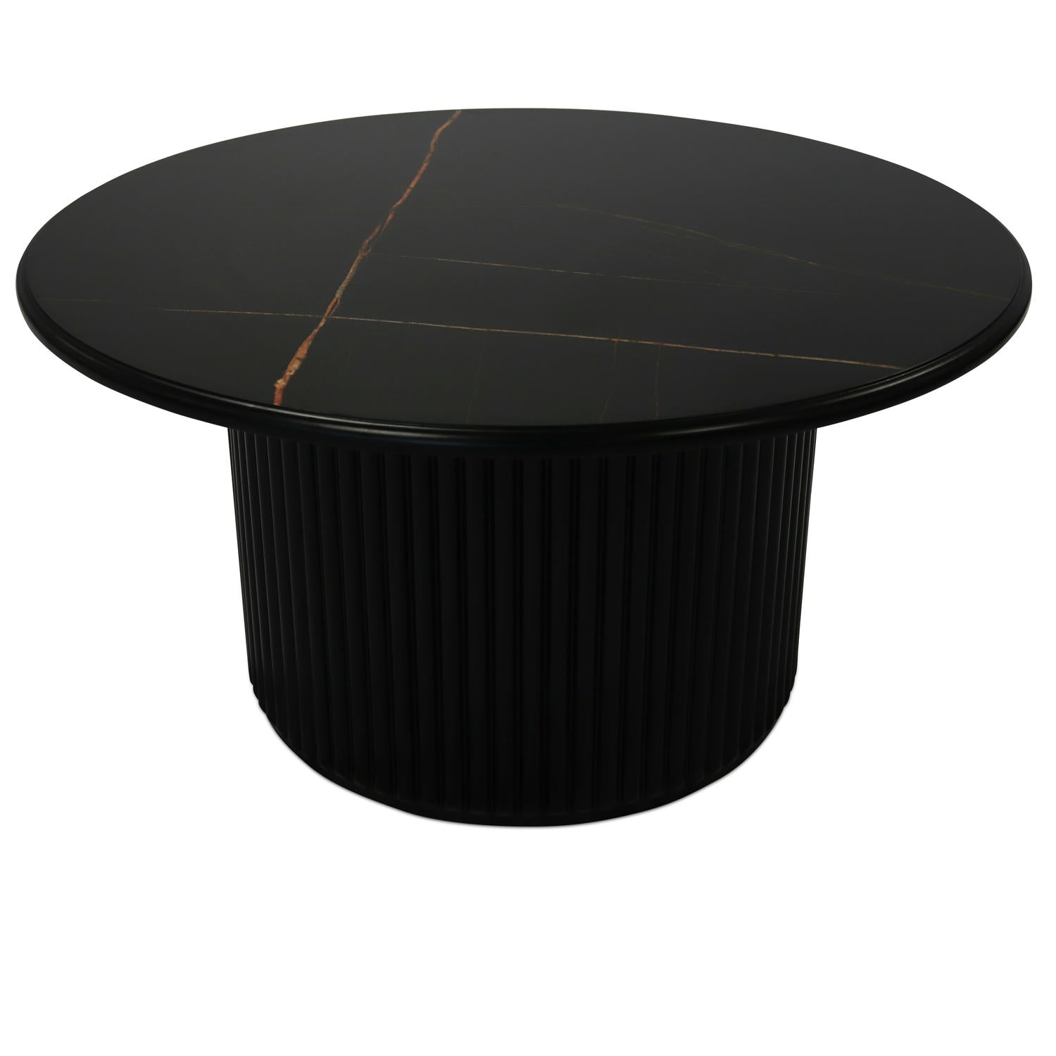 Easy Couchtisch Rund ø80 cm - Marmoroptik & Lamellenoptik Schwarz
