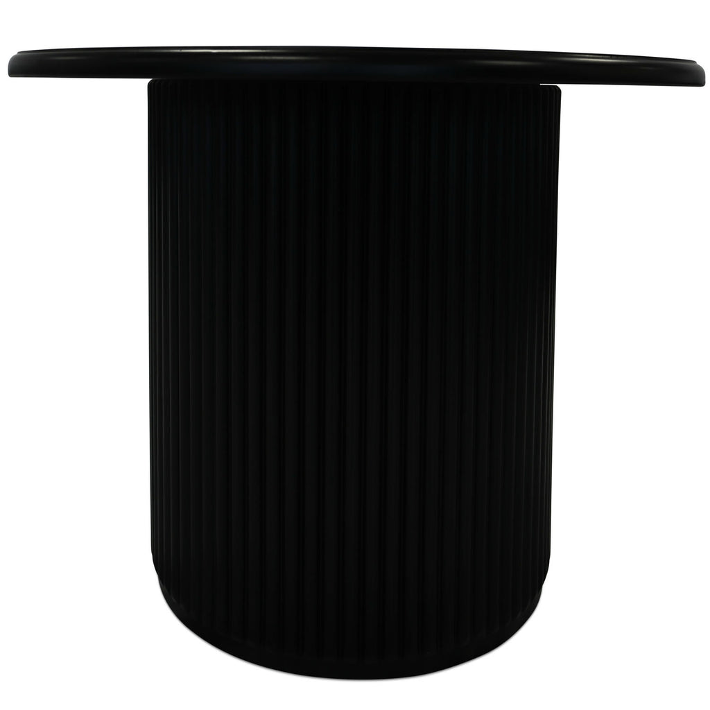Easy Couchtisch Rund ø80 cm - Marmoroptik & Lamellenoptik Schwarz