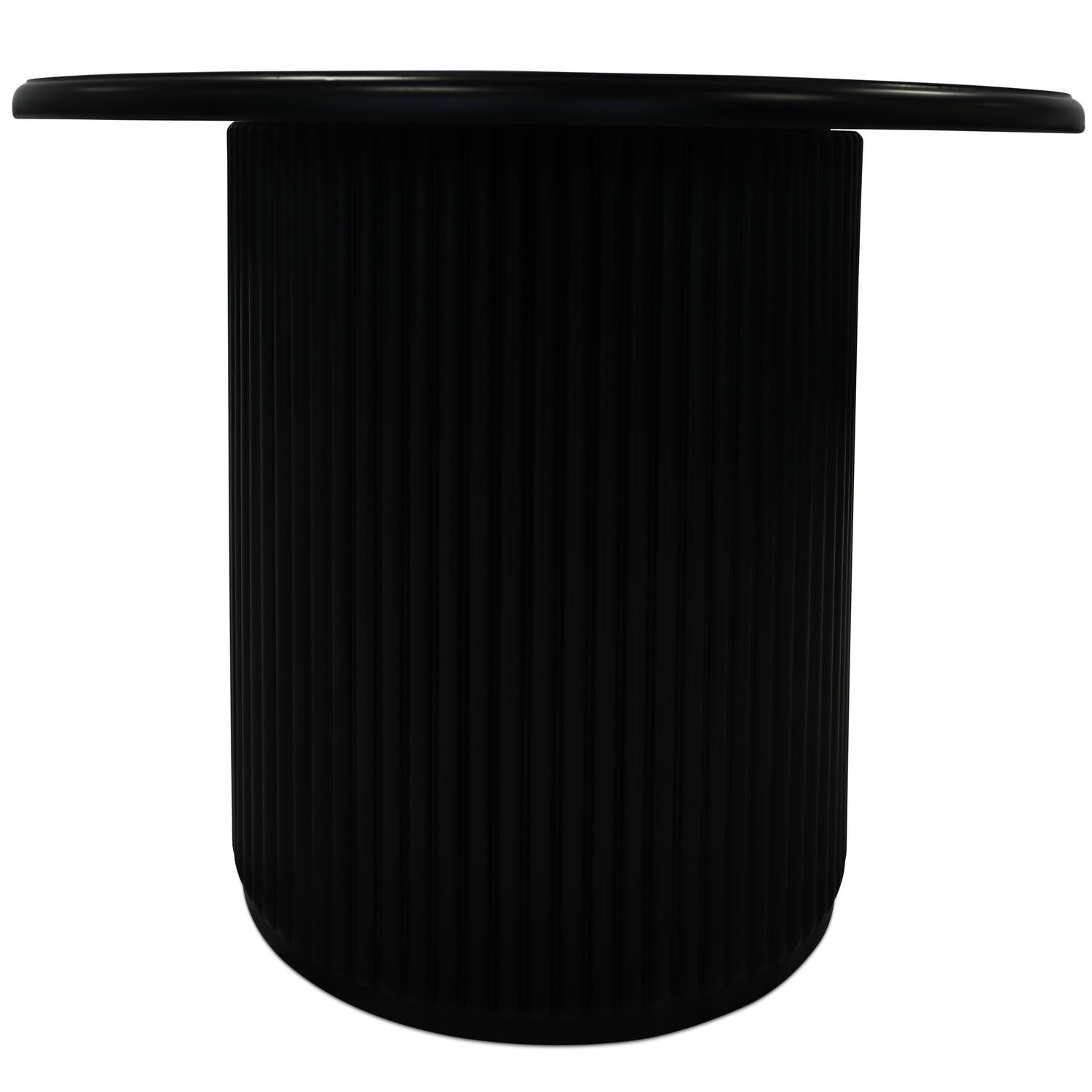 Easy Couchtisch Rund ø80 cm - Marmoroptik & Lamellenoptik Schwarz